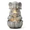 Glitzhome® 21.75" Zen-Style LED 2-Tier Elephant Outdoor Fountain